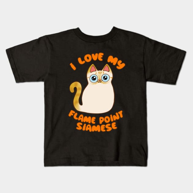 I Love My Flame Point Siamese Cat Cute Cartoon Kitty Kawaii Kids T-Shirt by BluVelvet